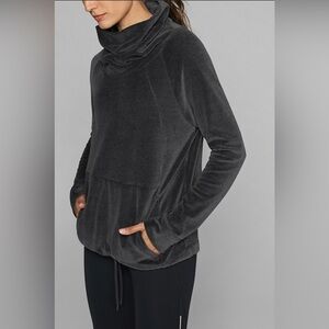 Athleta Dark Gray Velour Turtleneck Sweatshirt XXS